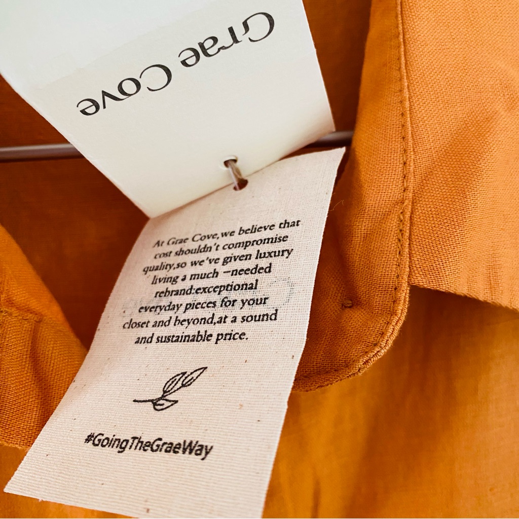 Grae Cove Nwt Orange Blair Linen Blend Button Down Front Side Slit Midi Dress — image 7 of 8